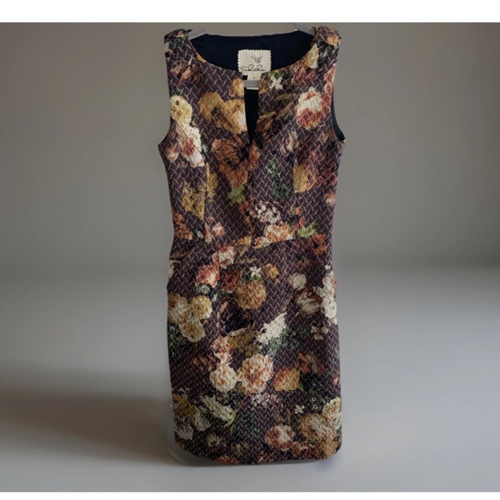 Anthropologie Tabitha sheath quilted floral dress with pockets Size 0